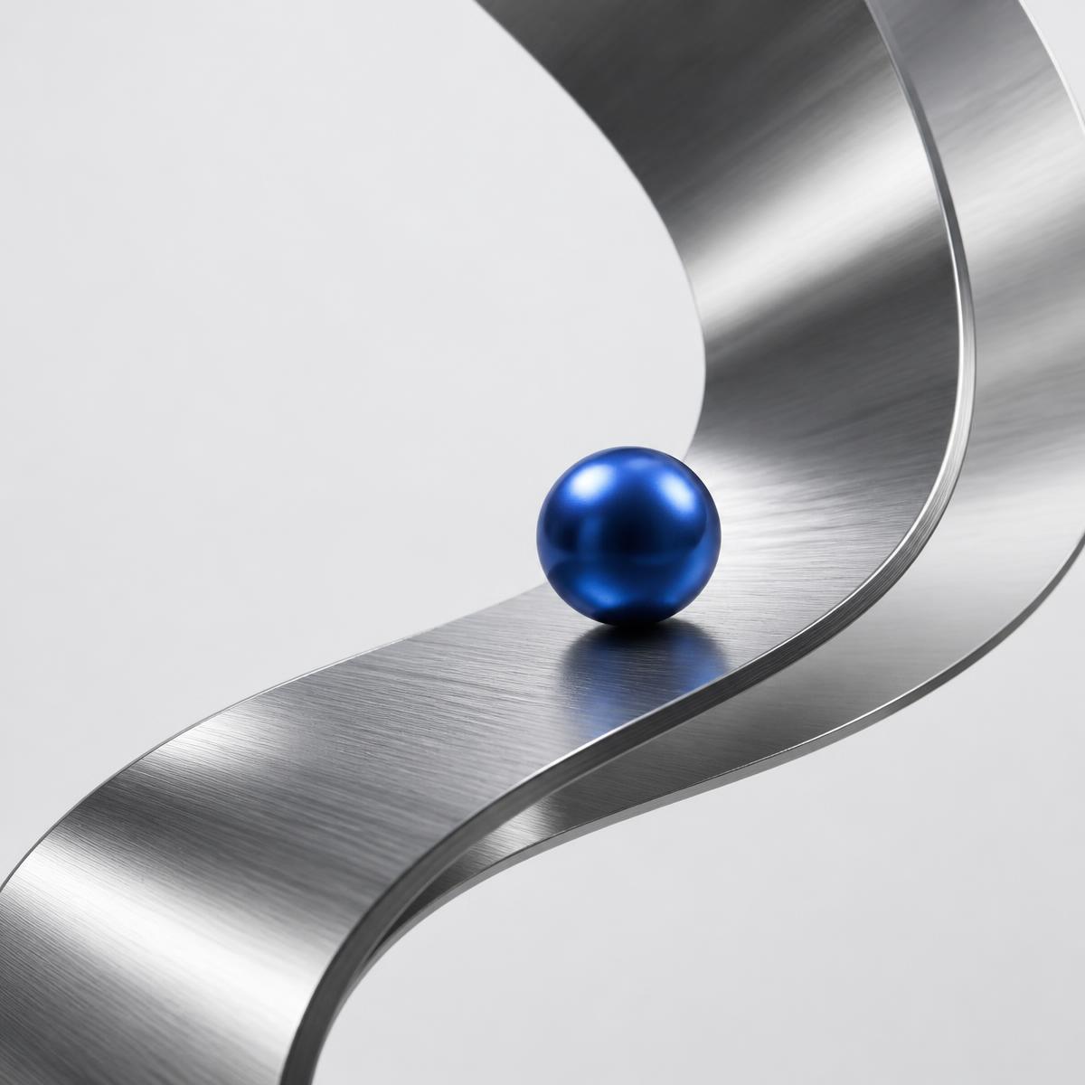 Ruban métallique et sphère bleue, univers Shinebanks